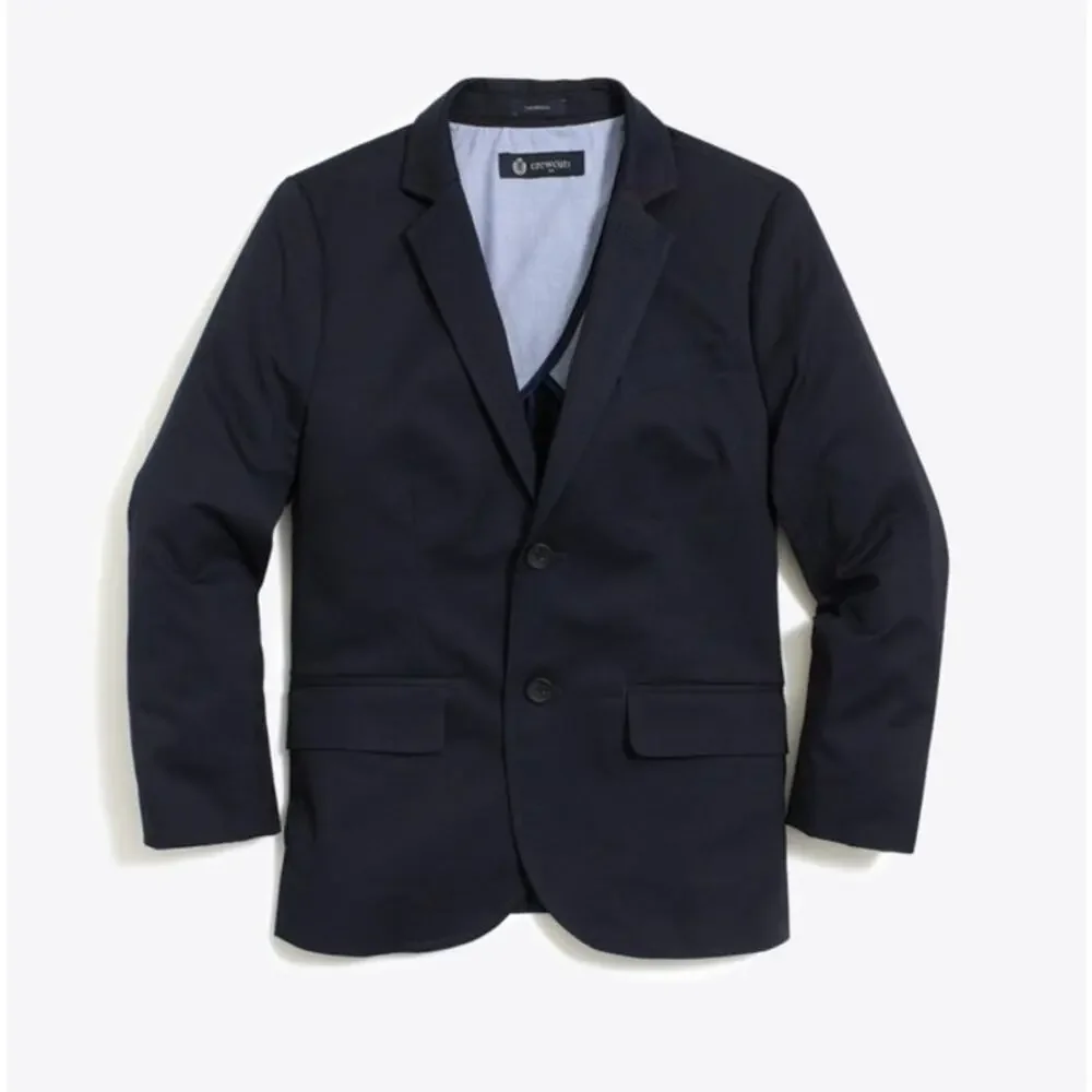 J. Crew Boys Thompson Suit Jacket Blazer in Flex Chino Cotton Navy Uniform Sz 10
